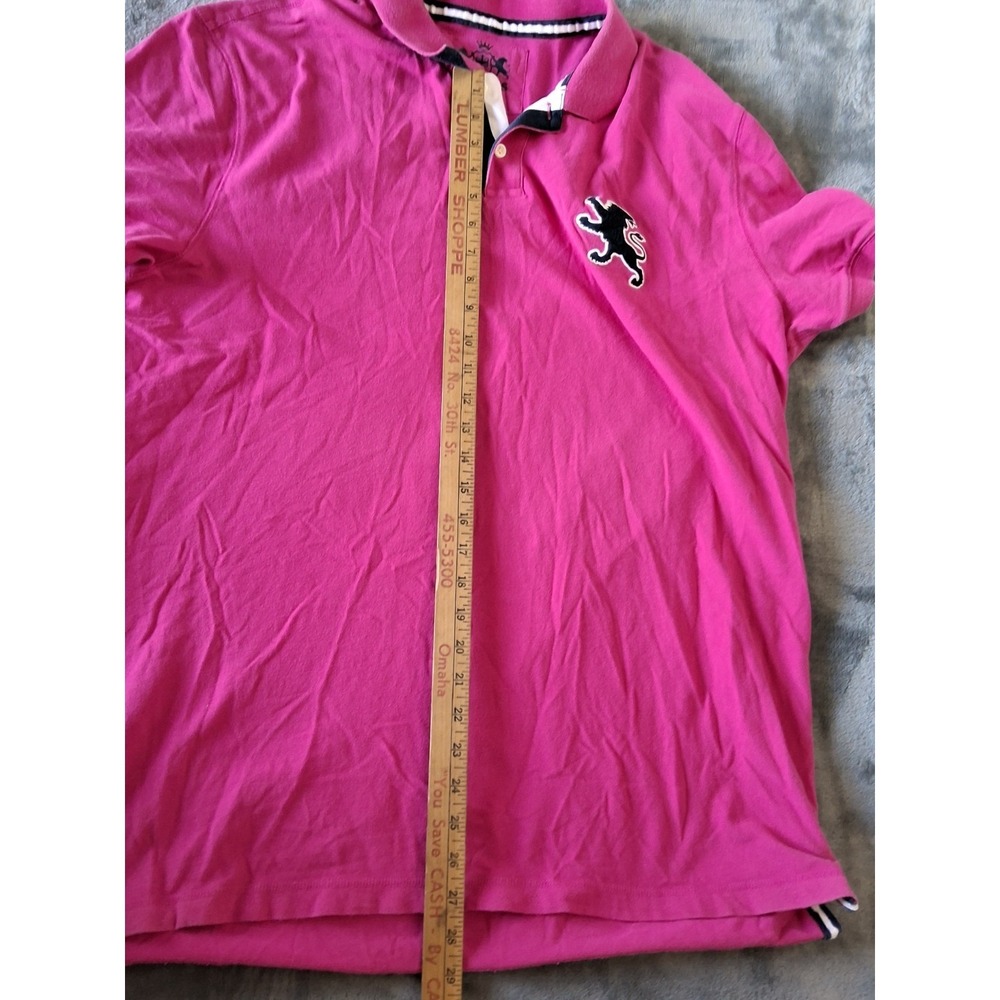 Mens XXL Express Short Sleeve Polo Shirt Pink Large Lion Logo Classic - Picture 9 of 11
